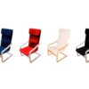 Silla relax tapizado en microfibra negra y madera en color natural