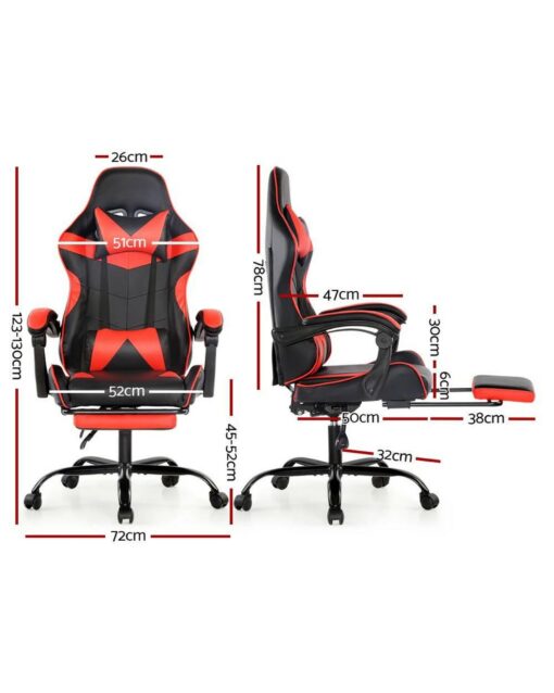 Silla Gamer Lumax Modelo ROM con Apoyapies - Negro/Rojo