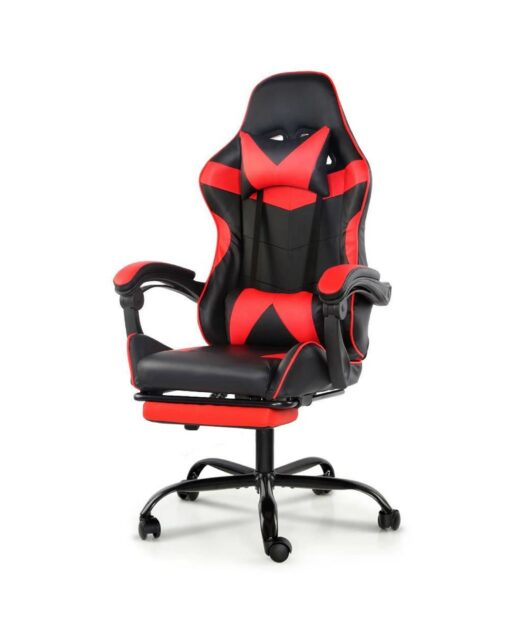 Silla Gamer Lumax Modelo ROM con Apoyapies - Negro/Rojo