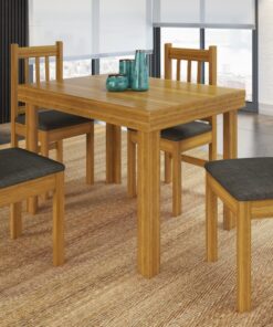 Comedor en madera maciza mesa 4 sillas cerejeira alto brillo