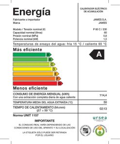 Calefon Termotanque James 60 Litros Prisma Cobre Efi. A