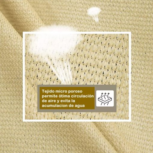 Toldo Vela p/ sombra viento c/ Uv - 4*4 Cuadrado Beige