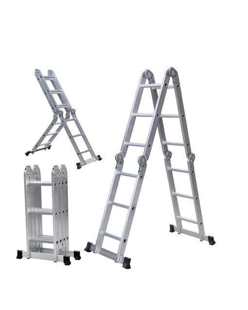 Escalera andamio 3.4 mts 12 escalones Aluminio Sin Chapones