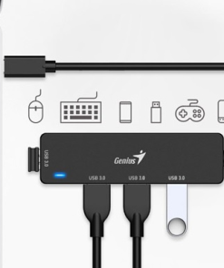 Hub Genius USB-C a 4 USB-A 3.0 Velocidad datos 625 MB/s.