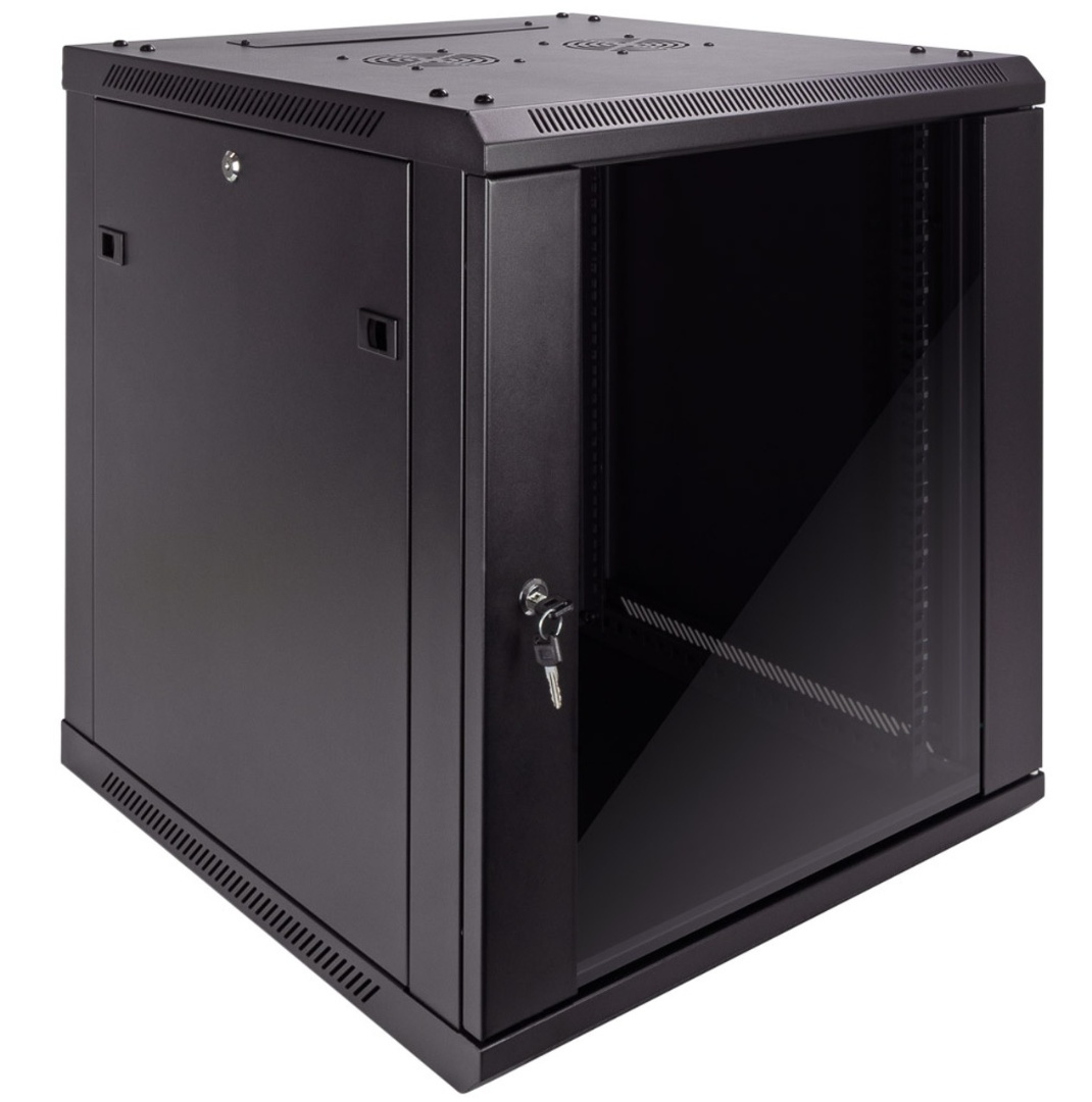 Rack NRG+ 12U pared o piso - Vidrio templado con cerradura