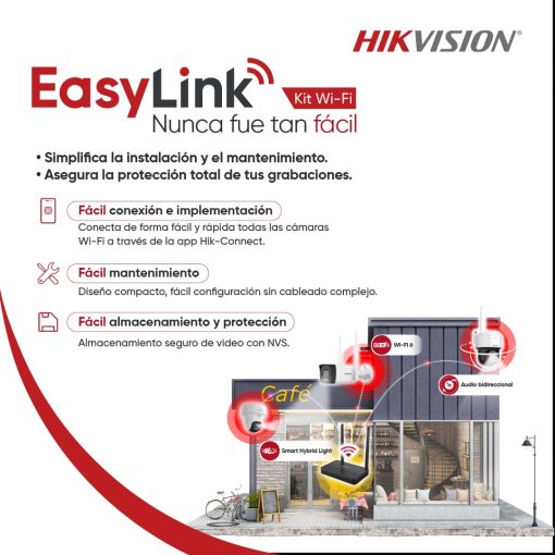 KIT Hikvision Easy Link Wi-Fi Kit NVS + 2 camaras 4MP