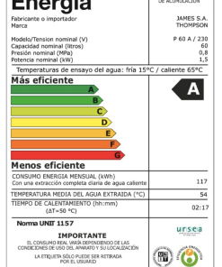Termotanque / Calefon / Calentador 60L - Thompson Clase A
