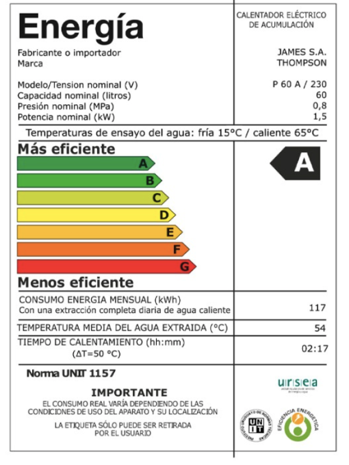 Termotanque / Calefon / Calentador 60L - Thompson Clase A