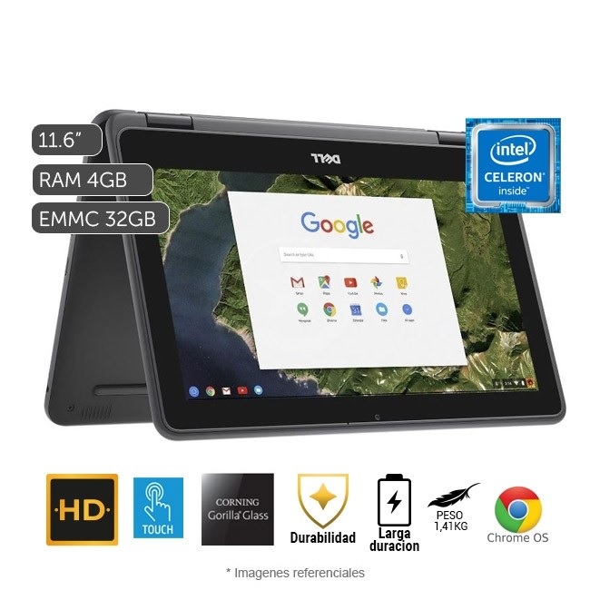 Notebook Chromebook Dell Latitude 3100 2 en 1 Celeron N4020 4GB 32GB SSD 11.6" HD Touch