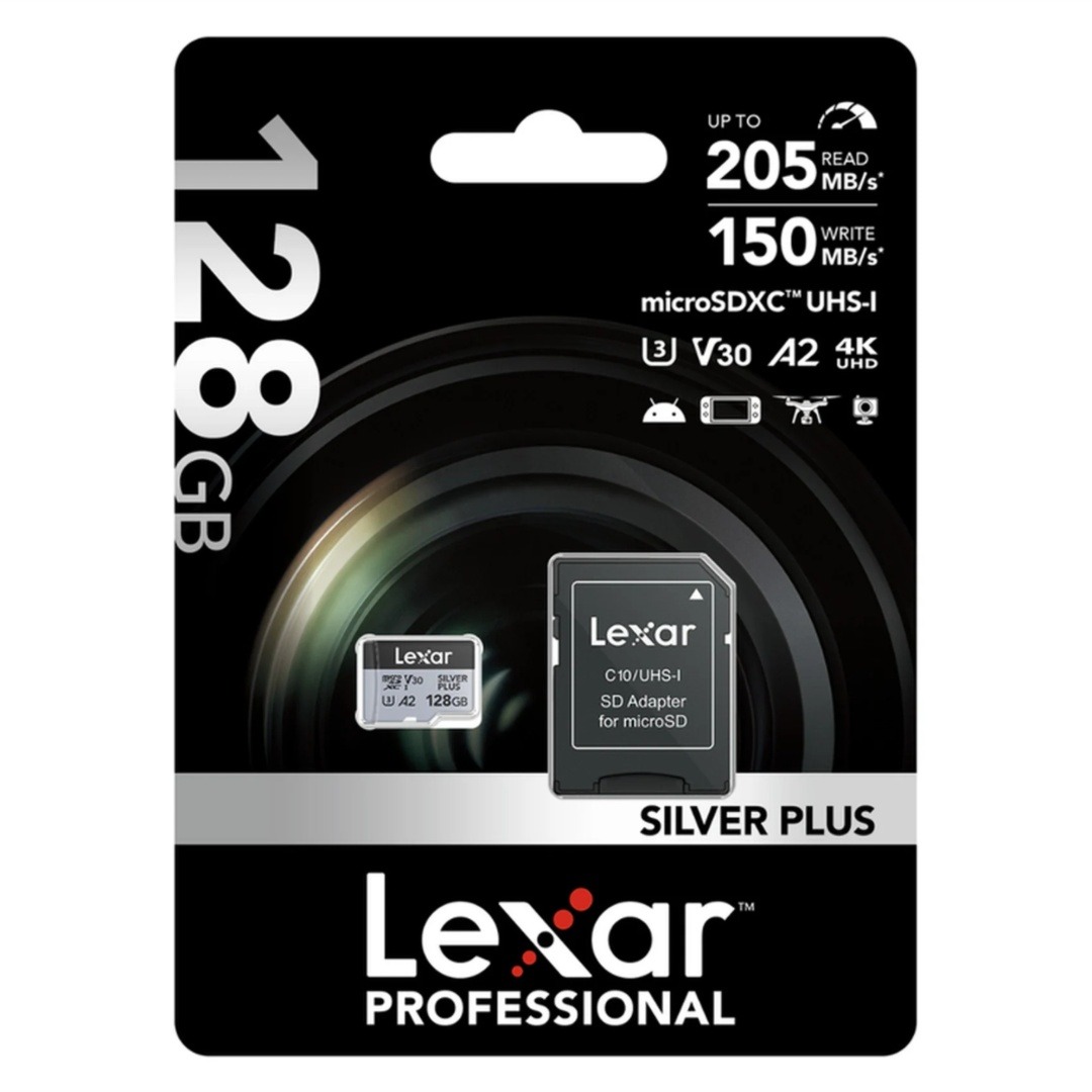 Memoria microSDXC Lexar Pro 128GB Silver Plus - 205 MB/s Memoria microSDXC Lexar Pro 128GB Silver Plus - 205 MB/s