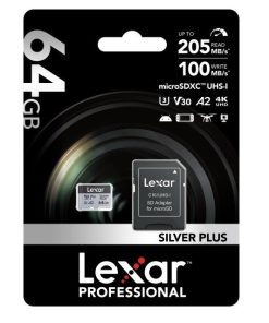 Memoria microSDXC Lexar Pro 64GB Silver Plus - 205 MB/s