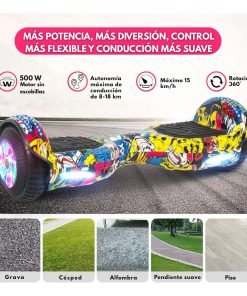 Patineta Eléctrica Hoverboard Bluetooth c/Rodilleras Blanco