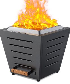 Brasero Portátil Fire Pit de Acero Inoxidable Negro 25cm