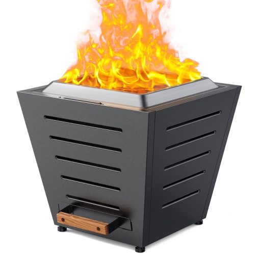 Brasero Portátil Fire Pit de Acero Inoxidable Negro 25cm