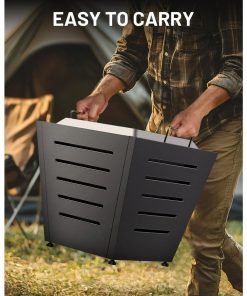 Brasero Portátil Fire Pit de Acero Inoxidable Negro 25cm