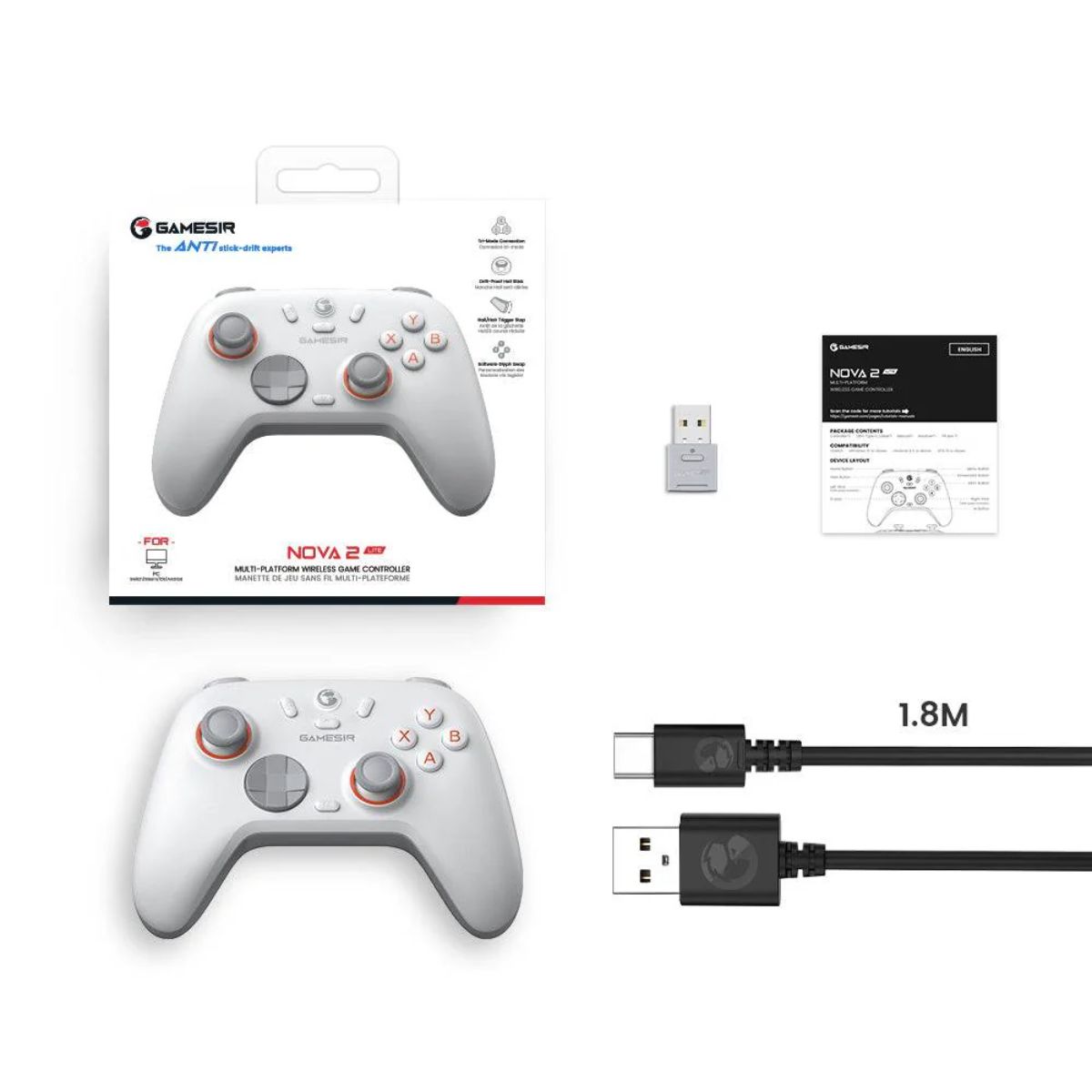 Copia - Joystick Control GameSir Nova 2 Lite Gris Bluetooth - Compatible con Switch, Android, iOS y PC Copia - Joystick Control GameSir Nova 2 Lite Gris Bluetooth - Compatible con Switch, Android, iOS y PC