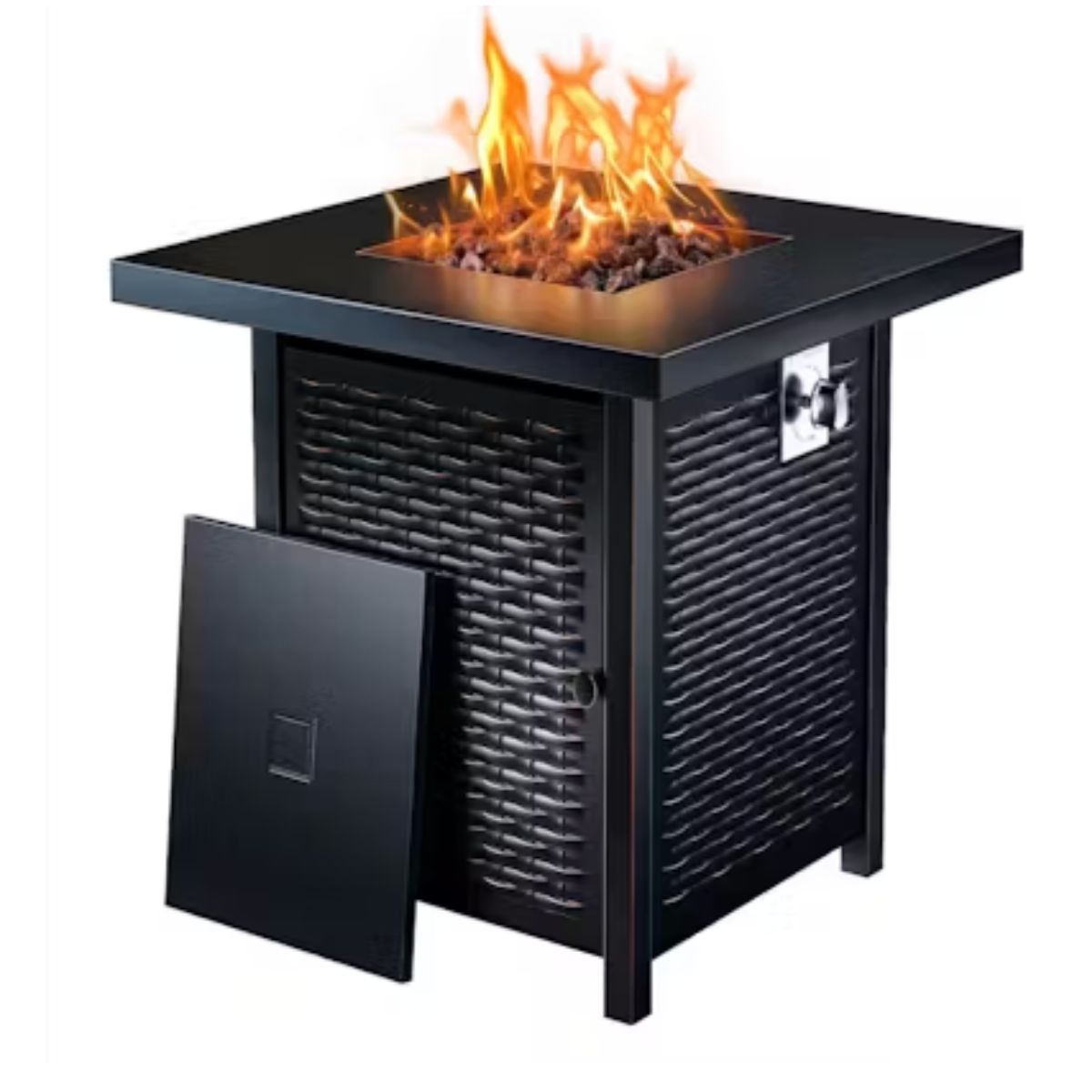 Mesa de Exterior con Brasero a Gas de Acero Revestido BLACK