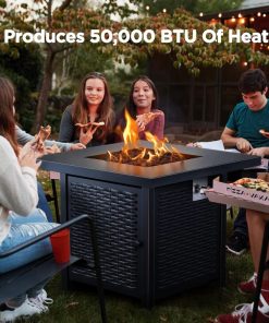 Mesa de Exterior con Brasero a Gas de Acero Revestido BLACK