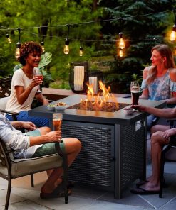 Mesa de Exterior con Brasero a Gas de Acero Revestido BLACK