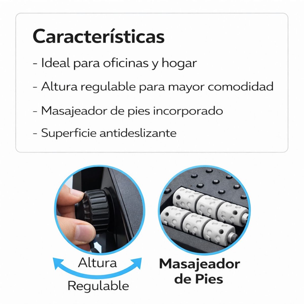 Apoya Pies Ajustable En Altura Y Ángulo Masajeador Apoya Pies Ajustable En Altura Y Ángulo Masajeador