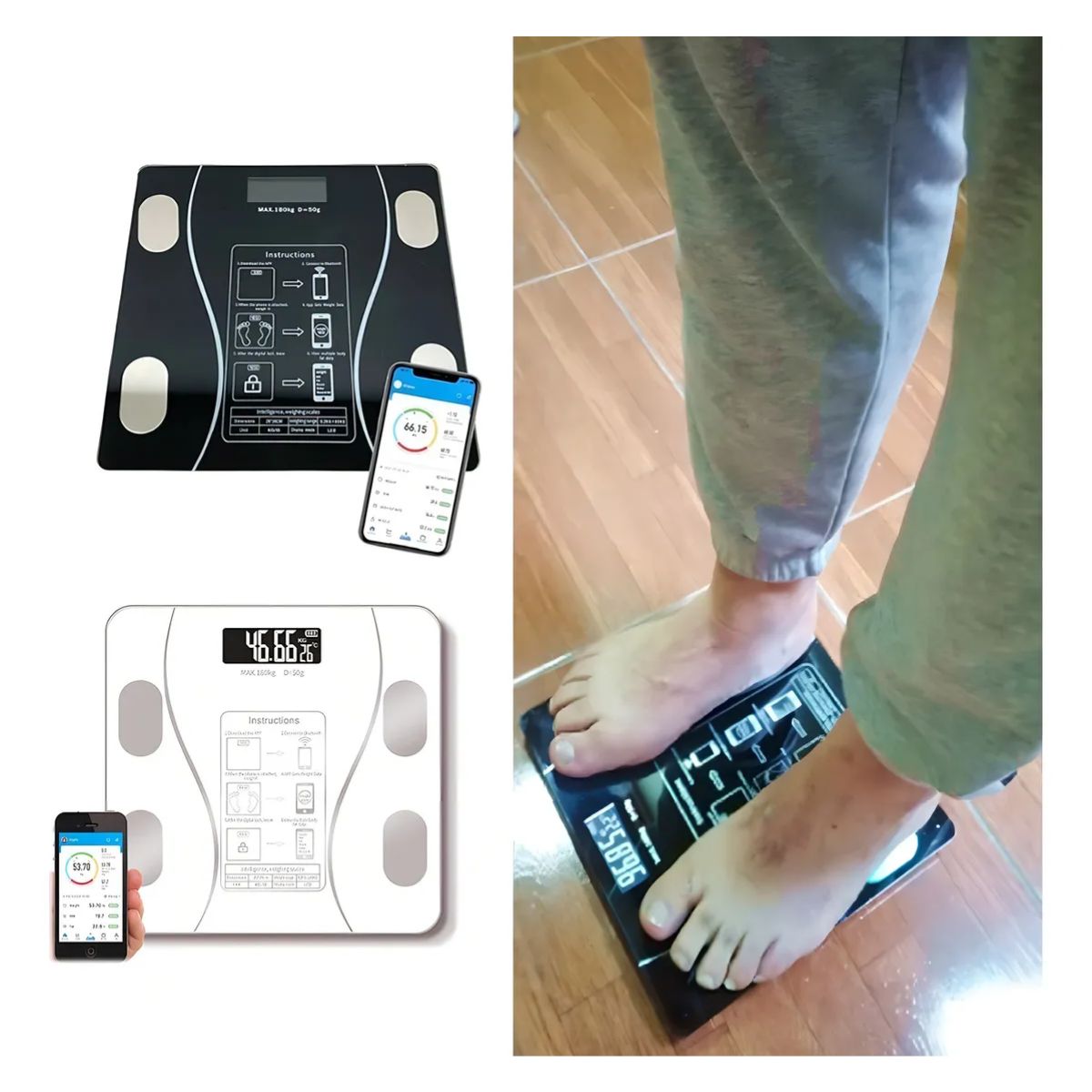 Bascula Digital Con App Para Monitoreo De Peso Color Negro Bascula Digital Con App Para Monitoreo De Peso Color Negro