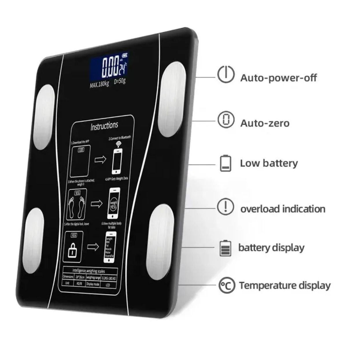 Bascula Digital Con App Para Monitoreo De Peso Color Negro Bascula Digital Con App Para Monitoreo De Peso Color Negro