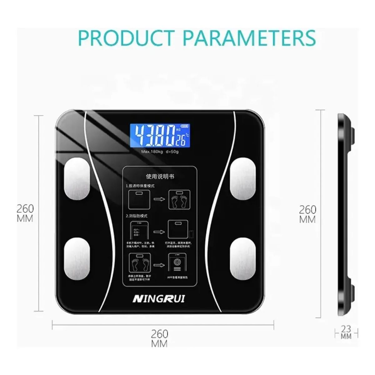 Bascula Digital Con App Para Monitoreo De Peso Color Negro Bascula Digital Con App Para Monitoreo De Peso Color Negro