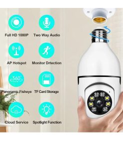 Camara Seguridad Lampara Espia Wifi 5g Panorámica 1080 Audio