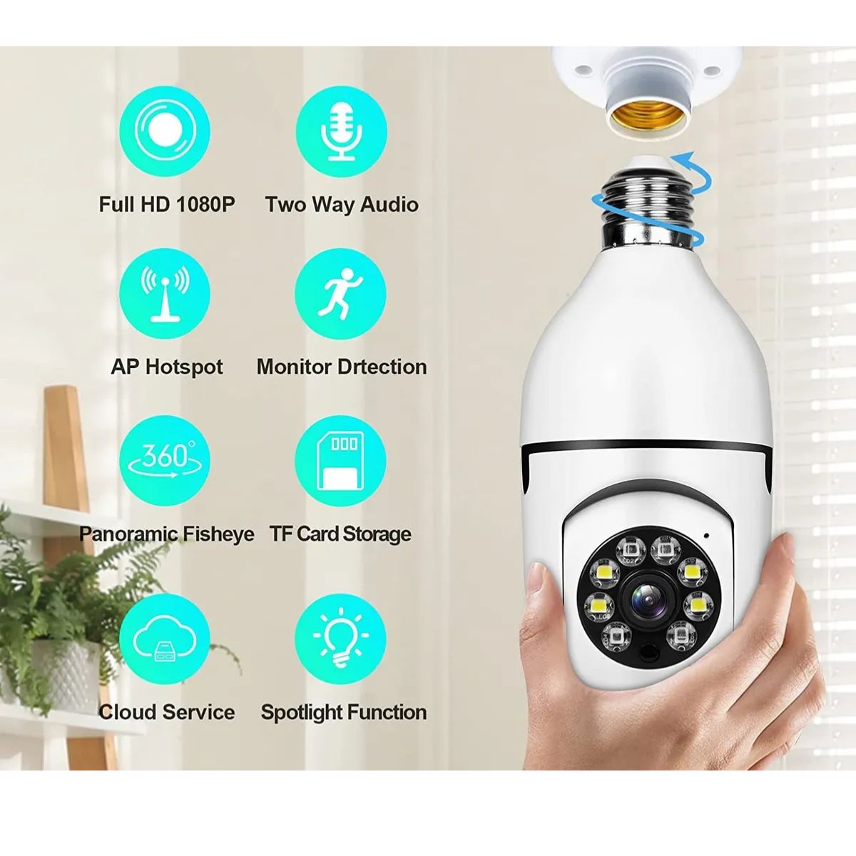 Camara Seguridad Lampara Espia Wifi 5g Panorámica 1080 Audio Camara Seguridad Lampara Espia Wifi 5g Panorámica 1080 Audio