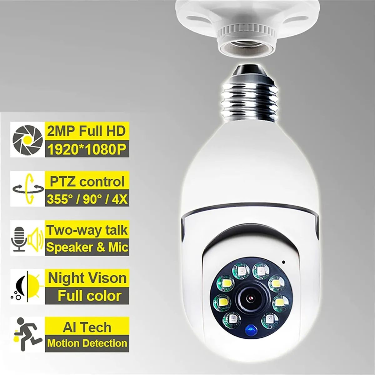 Camara Seguridad Lampara Espia Wifi 5g Panorámica 1080 Audio Camara Seguridad Lampara Espia Wifi 5g Panorámica 1080 Audio