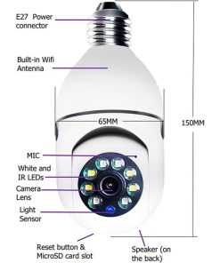 Camara Seguridad Lampara Espia Wifi 5g Panorámica 1080 Audio