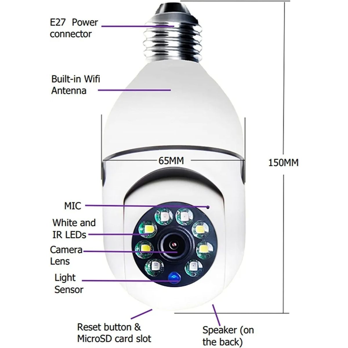 Camara Seguridad Lampara Espia Wifi 5g Panorámica 1080 Audio Camara Seguridad Lampara Espia Wifi 5g Panorámica 1080 Audio