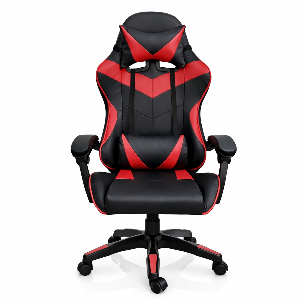 Copia - Silla Gamer Ergonómica Cuero Sintético Masaje Lumbar negro y blanca