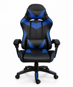 Copia - Silla Gamer Ergonómica Cuero Sintético Masaje Lumbar negro y blanca