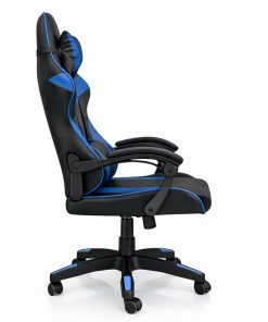 Copia - Silla Gamer Ergonómica Cuero Sintético Masaje Lumbar negro y blanca