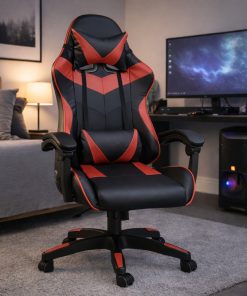 Copia - Silla Gamer Ergonómica Cuero Sintético Masaje Lumbar negro y blanca