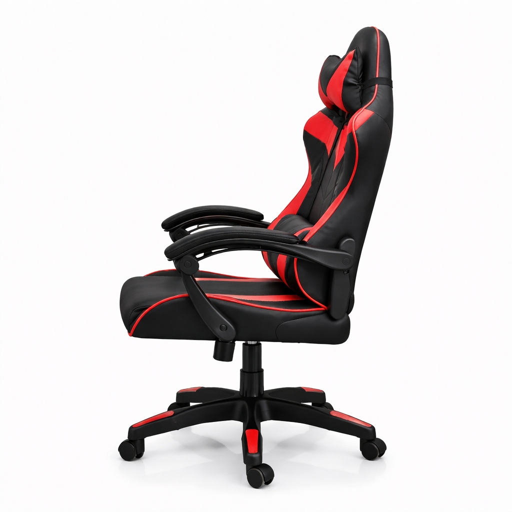 Copia - Silla Gamer Ergonómica Cuero Sintético Masaje Lumbar negro y blanca