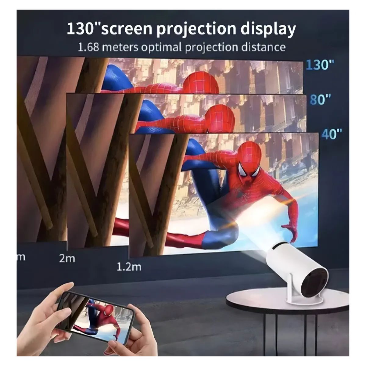 Mini Proyector Portátil Wifi Bt Control Remoto Color Blanco