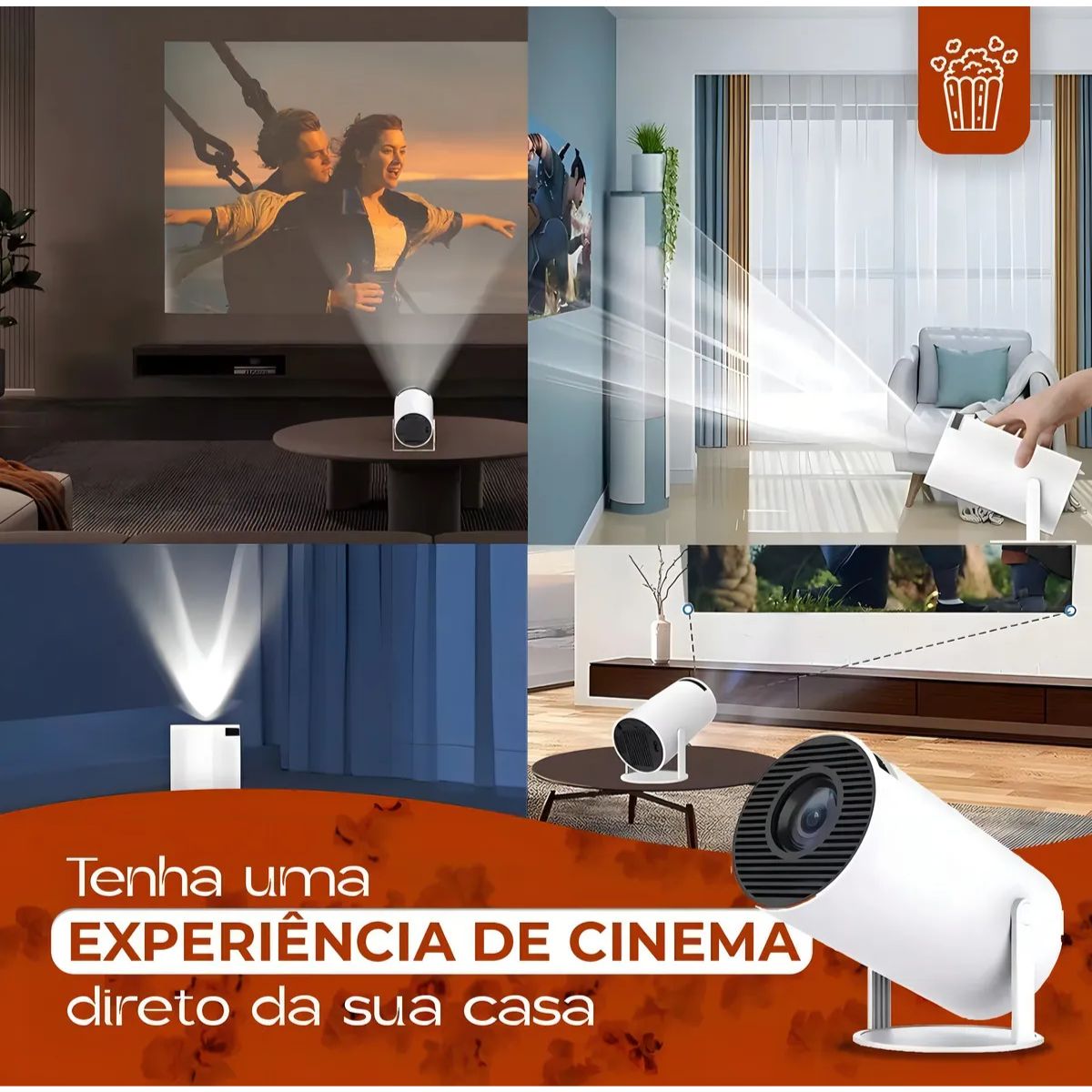 Mini Proyector Portátil Wifi Bt Control Remoto Color Blanco