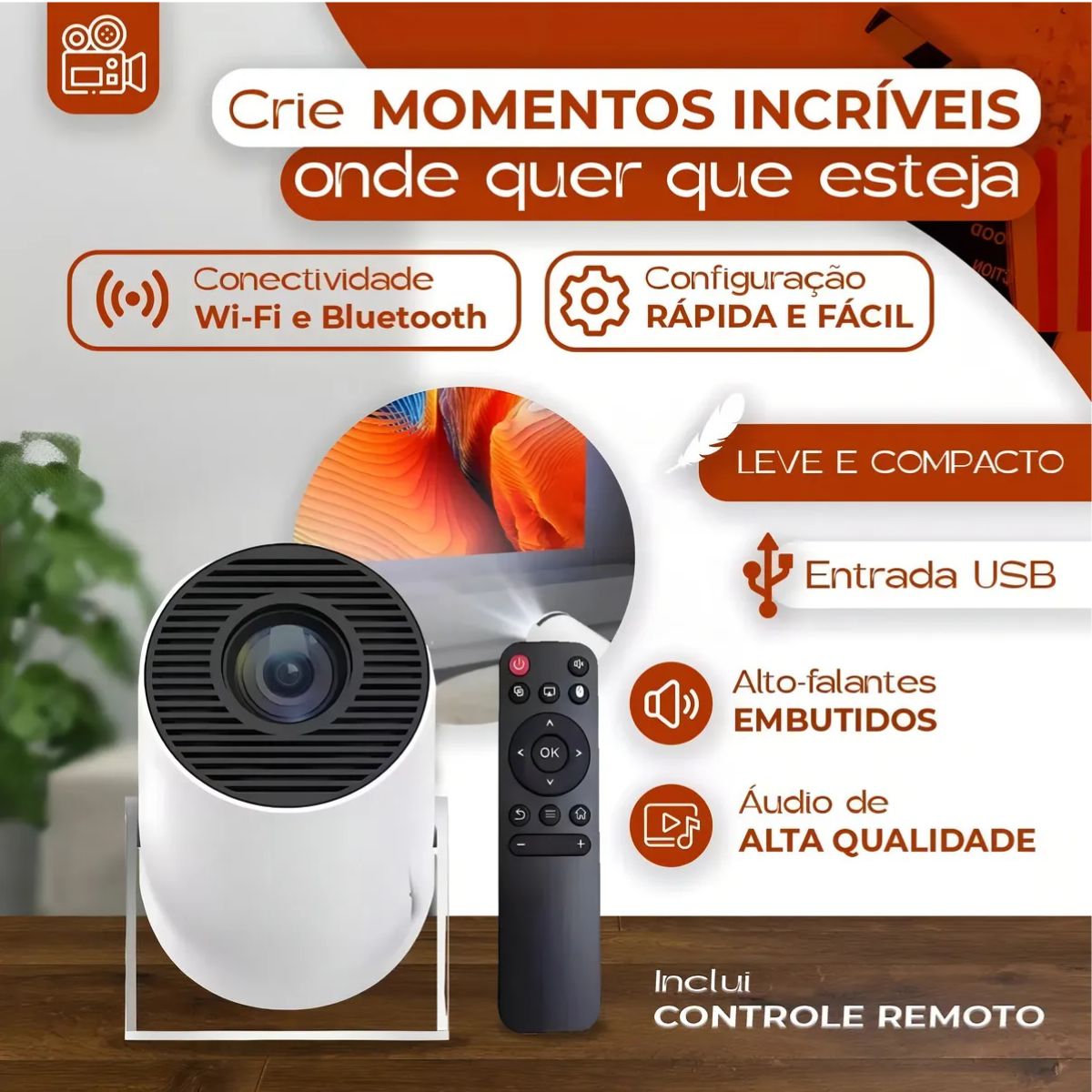 Mini Proyector Portátil Wifi Bt Control Remoto Color Blanco