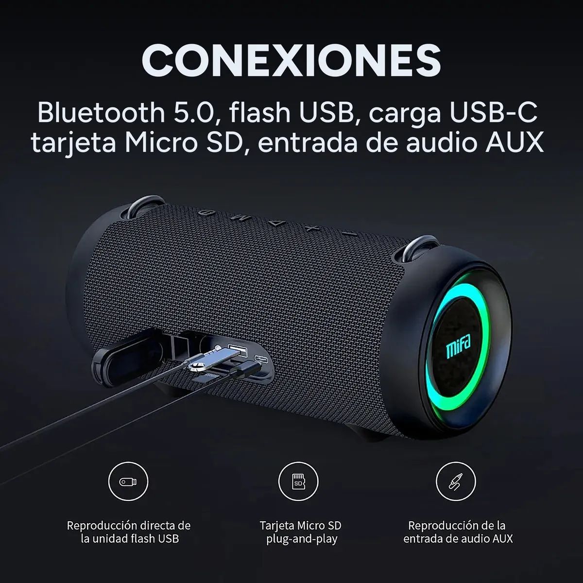 Parlante Mifa A90 Bluetooth Inalámbrico Portatil Ipx8 60w Parlante Mifa A90 Bluetooth Inalámbrico Portatil Ipx8 60w
