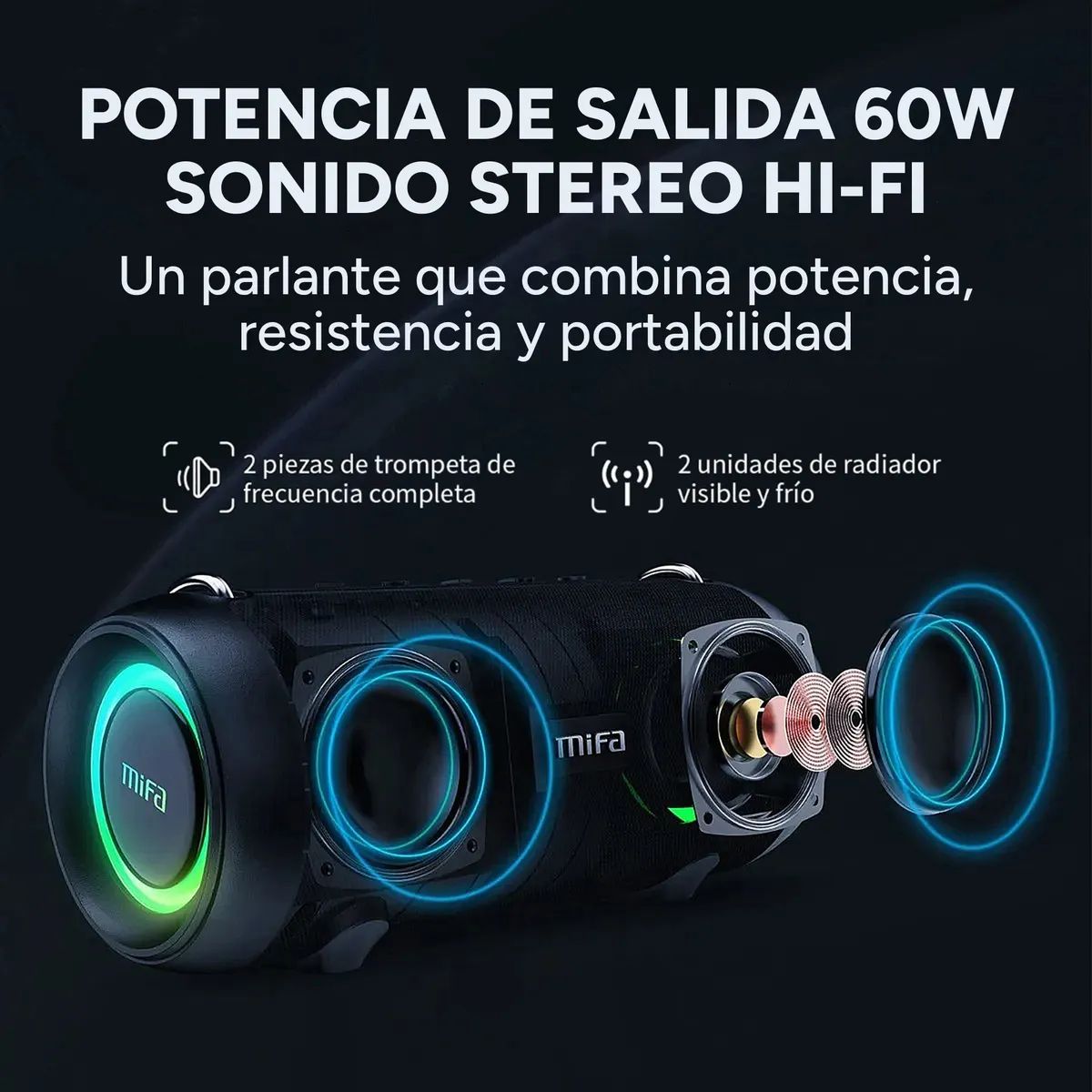 Parlante Mifa A90 Bluetooth Inalámbrico Portatil Ipx8 60w Parlante Mifa A90 Bluetooth Inalámbrico Portatil Ipx8 60w