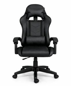 Silla Gamer Ergonómica Cuero Sintético Masaje Lumbar Negra