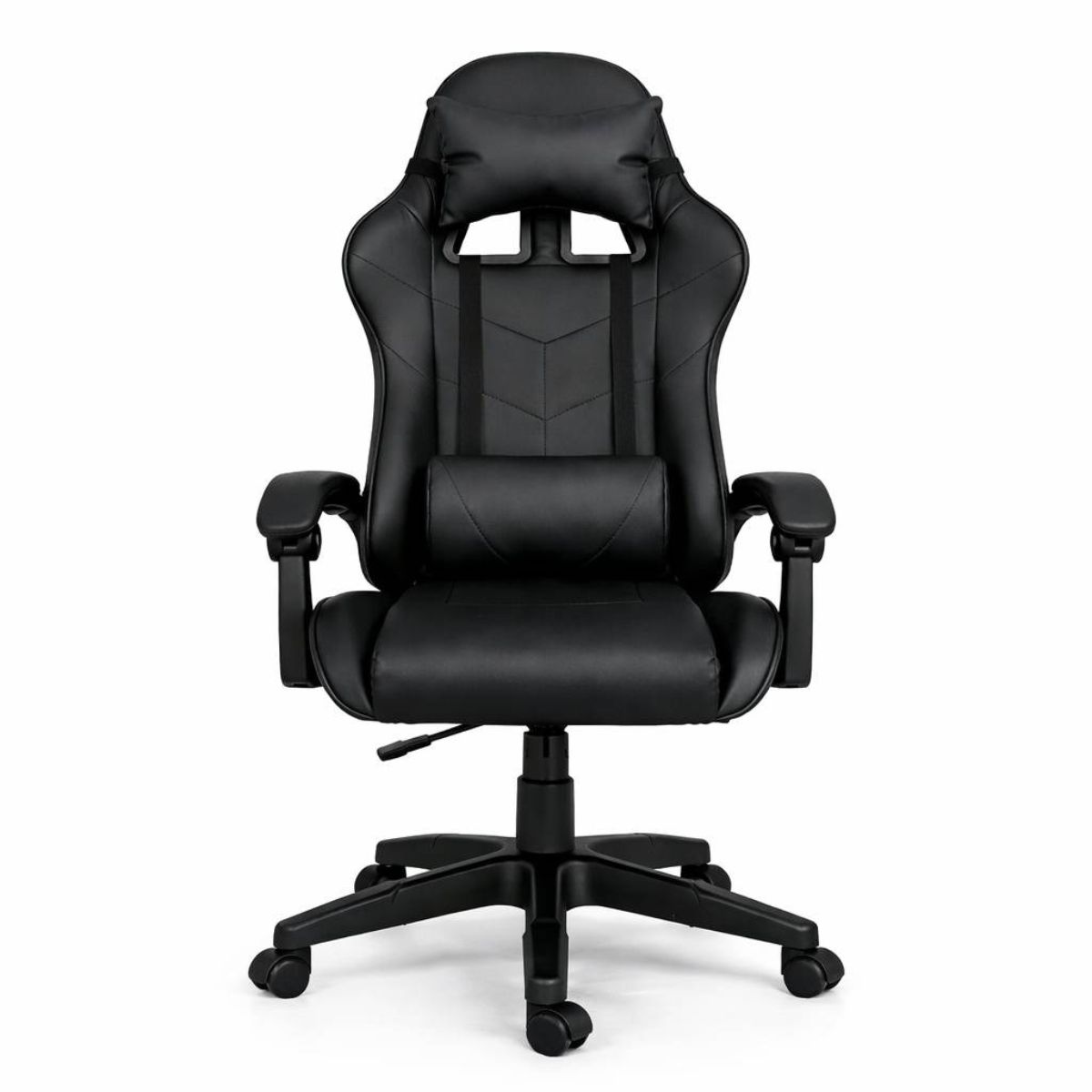 Silla Gamer Ergonómica Cuero Sintético Masaje Lumbar Negra