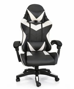 Silla Gamer Ergonómica Cuero Sintético Masaje Lumbar bk/wt