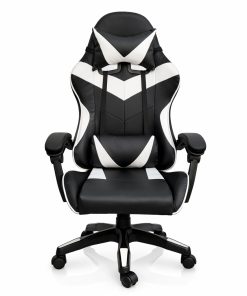 Silla Gamer Ergonómica Cuero Sintético Masaje Lumbar bk/wt