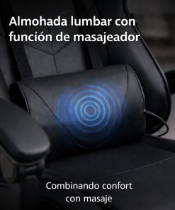 Silla Gamer Ergonómica Cuero Sintético Masaje Lumbar bk/wt