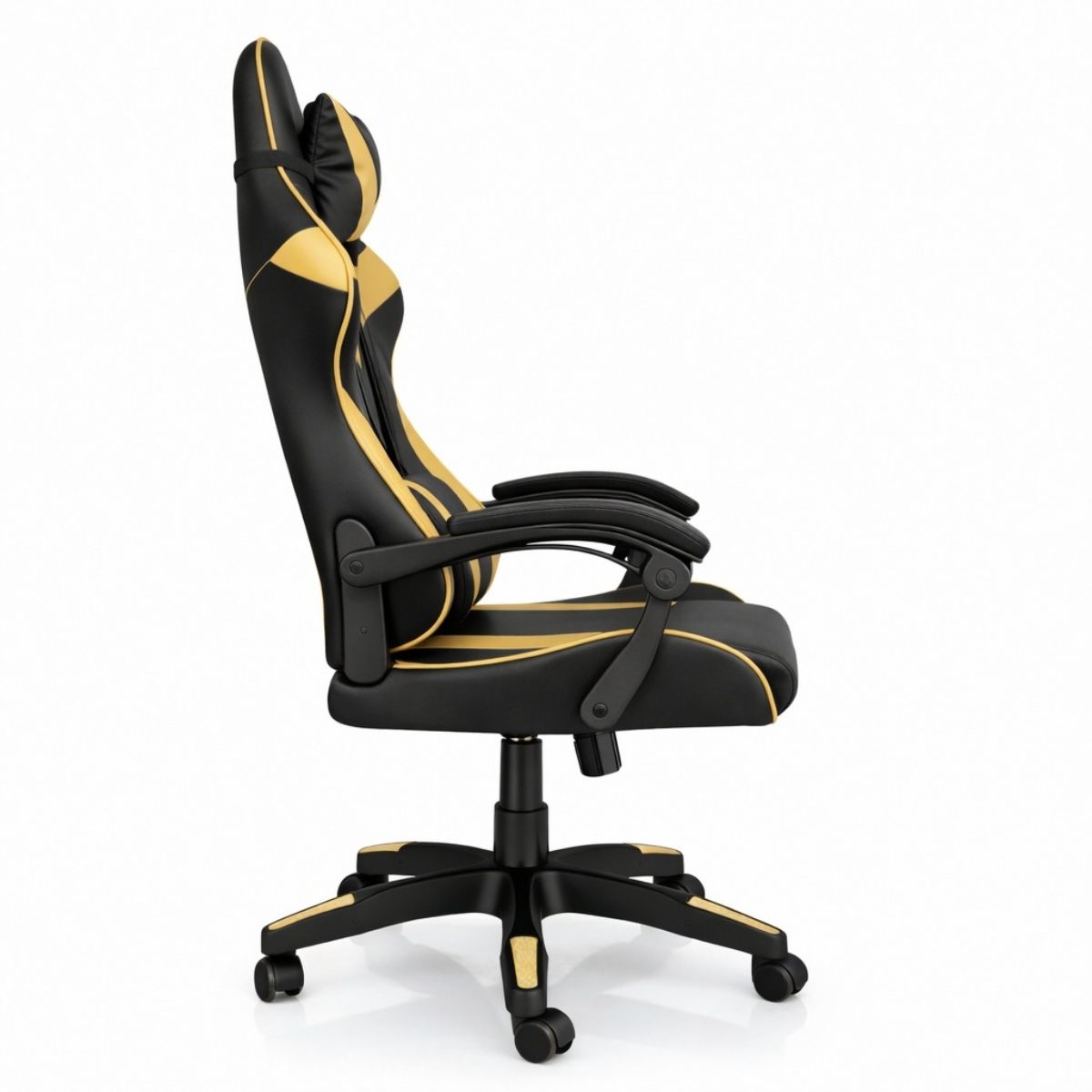 Copia - Silla Gamer Ergonómica Cuero Sintético Masaje Lumbar Negra