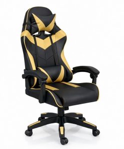 Copia - Silla Gamer Ergonómica Cuero Sintético Masaje Lumbar Negra