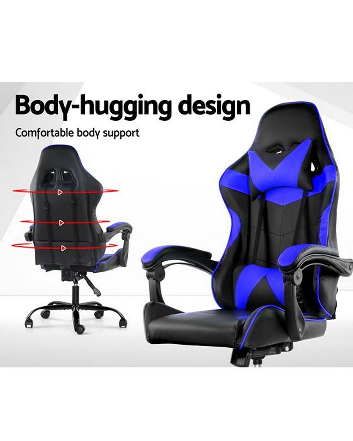 Silla Gamer Lumax Modelo Rom Super Oferta negro/azul-Gaming